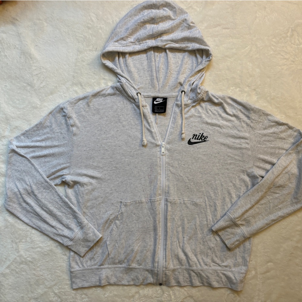 Nike - vintage gym hoodie (full zip) - off-white - Lg